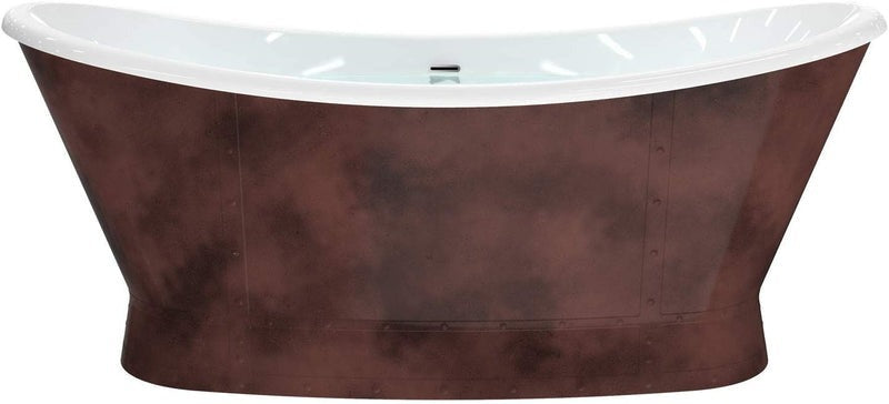 Heatgene 66' Acrylic Copper Skirt Free Standing Bathtub UPC Certified Bronze Finish HG509