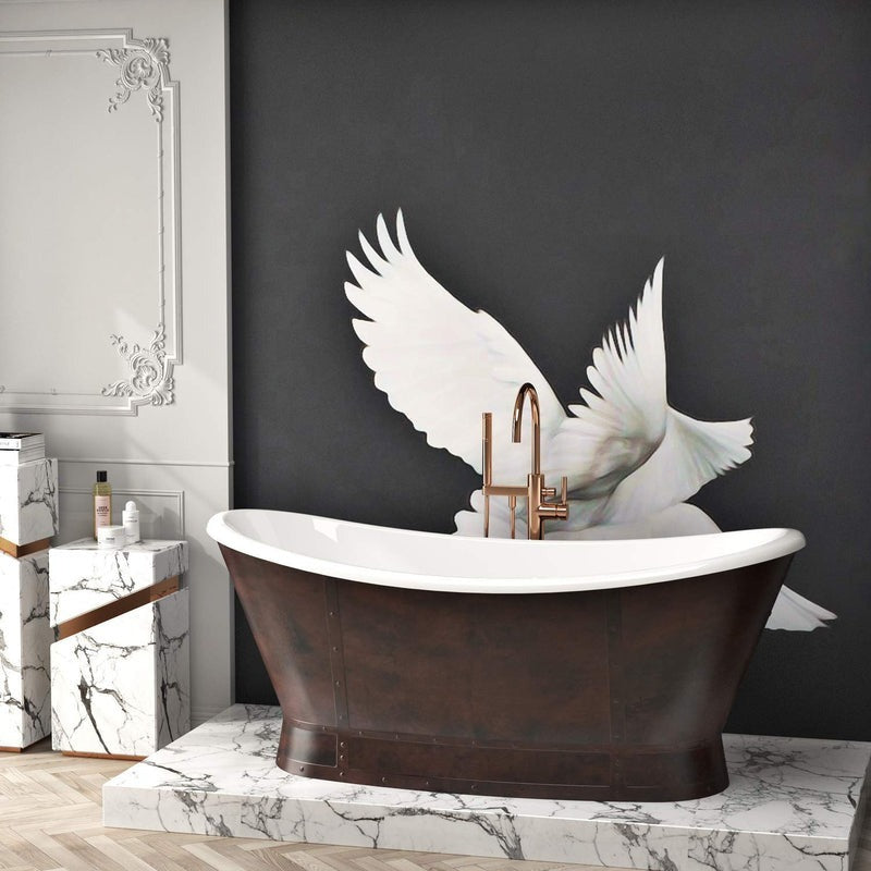 Heatgene 66' Acrylic Copper Skirt Free Standing Bathtub UPC Certified Bronze Finish HG509