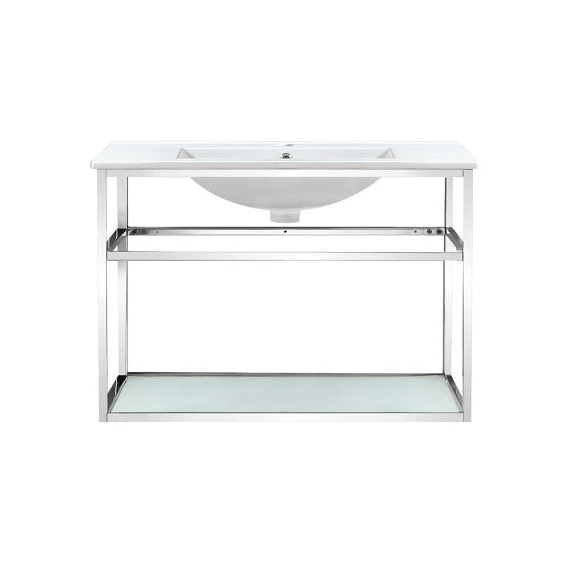 Swiss Madison Pierre 30 Single, Open Shelf, Chrome Metal Frame Bathroom Vanity