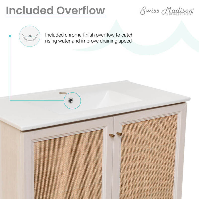 Swiss Madison Classé 36" Bathroom Vanity in White Oak