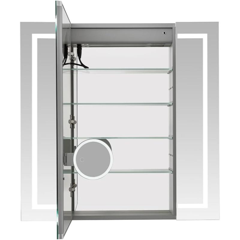 AQUADOM Royale Plus LED Lighted Triple Door Medicine Cabinet, Anti-Fog, Dimmable, Recessed or Surface 48" x 5" x 36"