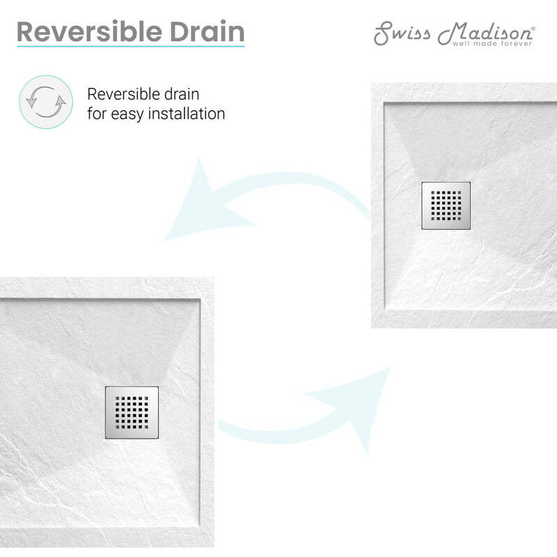 Swiss Madison Terre B Series 36" x 36" Reversible Drain Shower Base