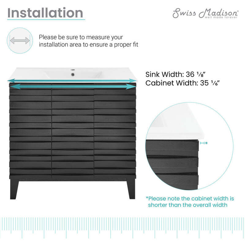 Swiss Madison Cascade 36" Bathroom Vanity in Black