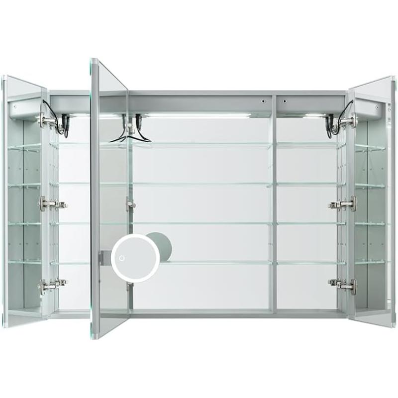 AQUADOM Royale Plus LED Lighted Triple Door Medicine Cabinet, Anti-Fog, Dimmable, Recessed or Surface 48" x 5" x 36"