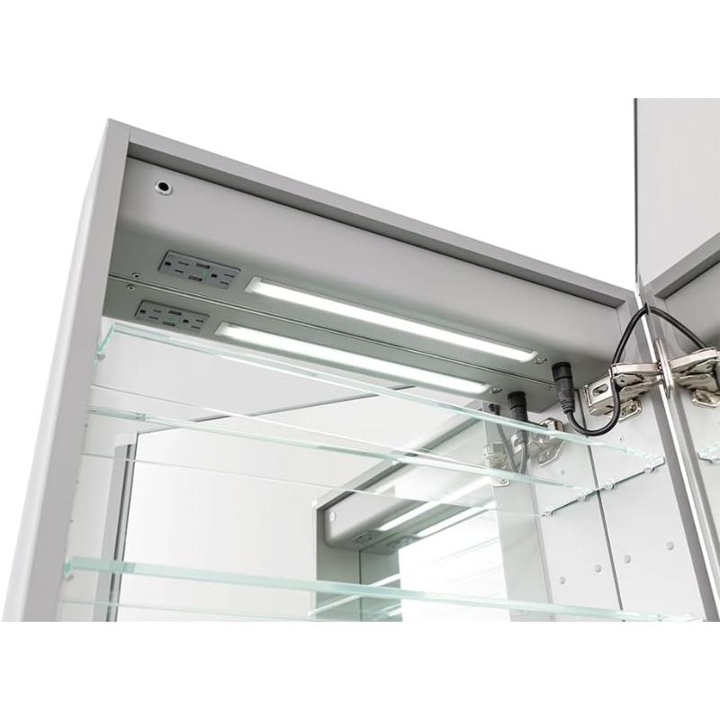 AQUADOM Edge Royale Side Bathroom Cabinet Tall Full Length LED Lighted Medicine Cabinet, Left-Handed, Antifog 15" x 5" x 70"