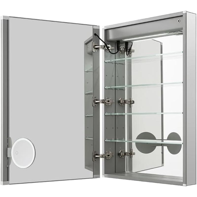 AQUADOM Signature Royale LED Lighted Medicine Cabinet, Anti-Fog, Dimmable, Recessed or Surface 24' x 5" x 36"