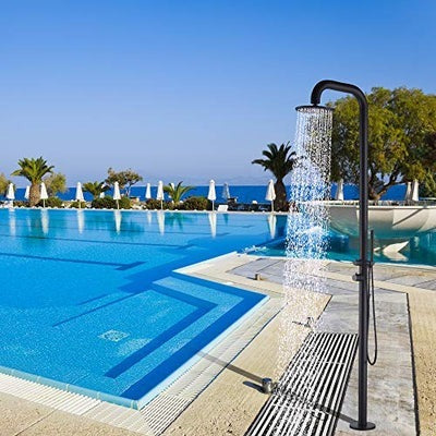 Heatgene Stainless Steel Freestanding Outdoor Shower for Outside/Swimming Pools in Matte Black - HG9008MB