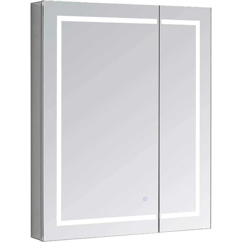 AQUADOM Royale Plus LED Lighted Medicine Cabinet, Anit-Fog, Dimmable, Recessed or Surface 24" x 5" x 30"