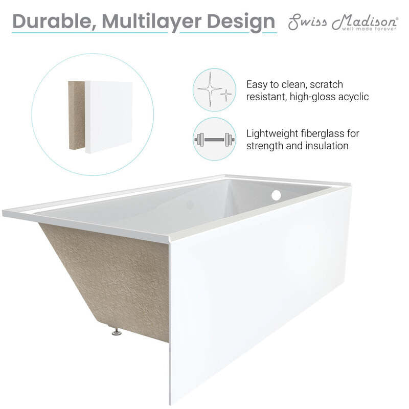 Swiss Madison Voltaire 54" X 30" Left-Hand Drain Alcove Bathtub with Apron