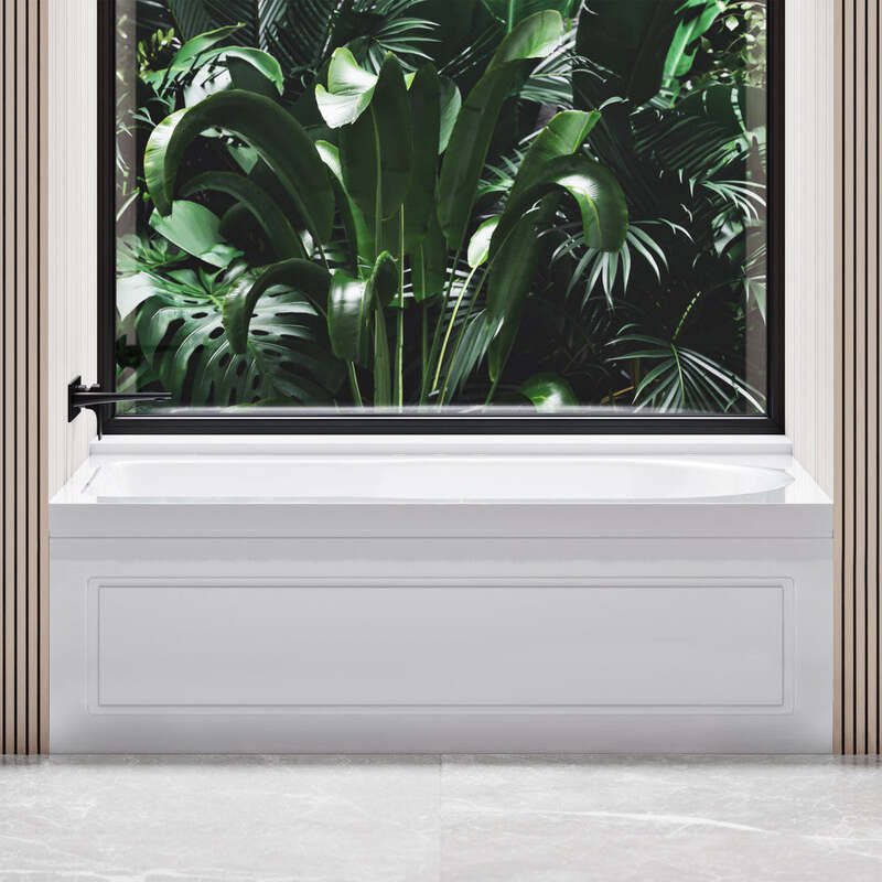 Swiss Madison Concorde 60 in. x 32 in. Acrylic Glossy White, Alcove, Integral, Left-Hand Drain, Apron Bathtub