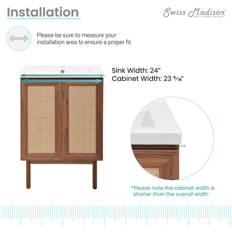 Swiss Madison Classé 24" Bathroom Vanity in Dark Walnut