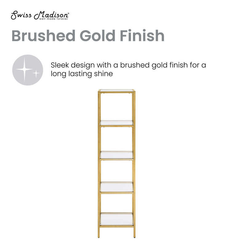 Swiss Madison Pierre 16"x65"x14" Freestanding Linen Cabinet in Brushed Gold