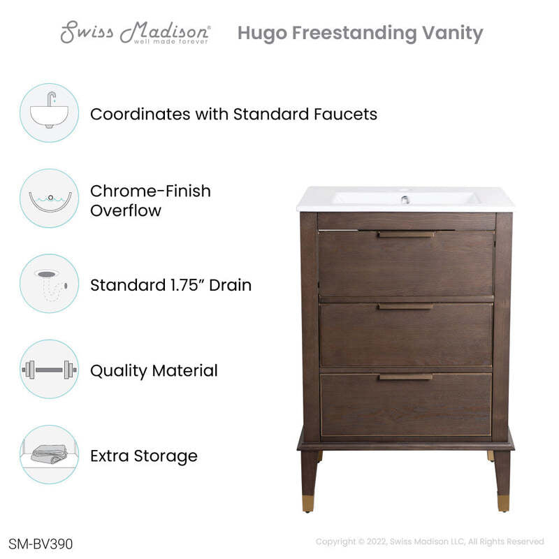 Swiss Madison Hugo 24" Bathroom Vanity in Walnut