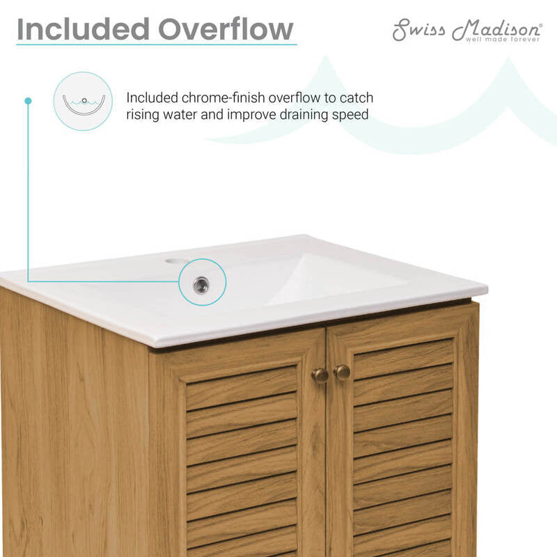 Swiss Madison Bron 24" Bathroom Vanity in Oak