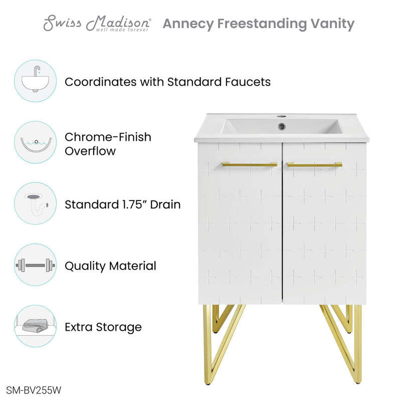 Swiss Madison Annecy 24" Bathroom Vanity in Galaxy White