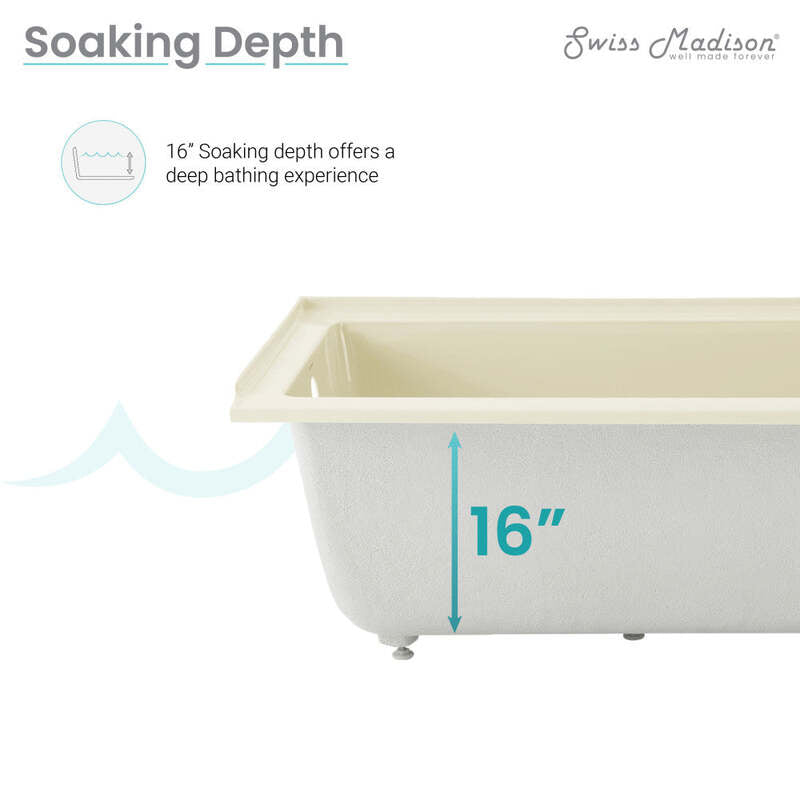 Swiss Madison Voltaire 60" X 30" Left-Hand Drain Alcove Bathtub in Bisque