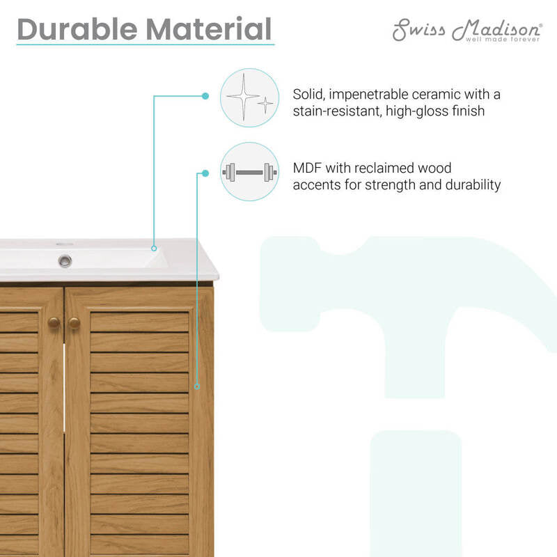 Swiss Madison Bron 24" Bathroom Vanity in Oak