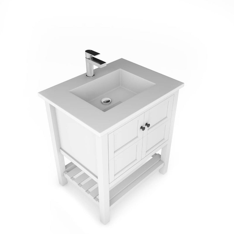 Gloria 30" (White / Grey ) Vanity Set With White And Black Top