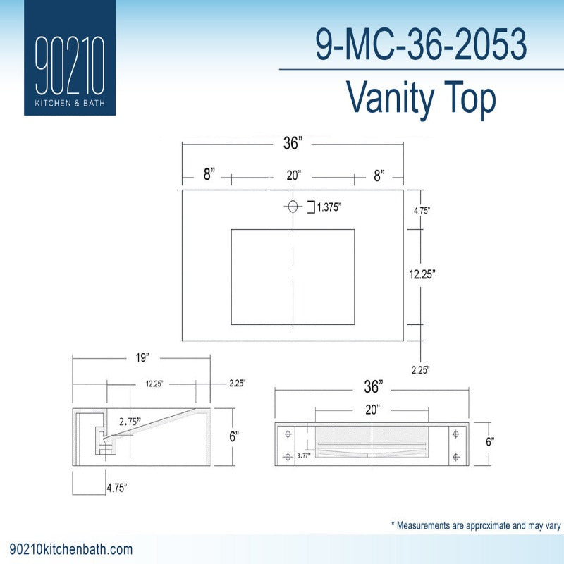 Kern 36" Blue Vanity Set with  ( White / Grey / Black )Top