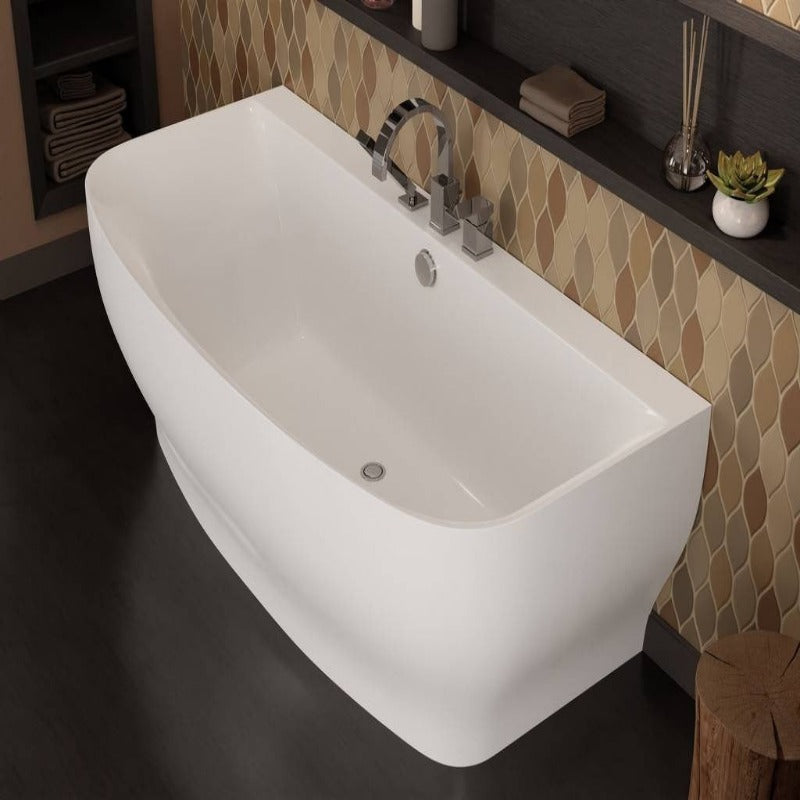 Bank Series 5.41 ft. Freestanding Bathtub with Deck Mounted Faucet in White - ANZZI FT-FR112473CH