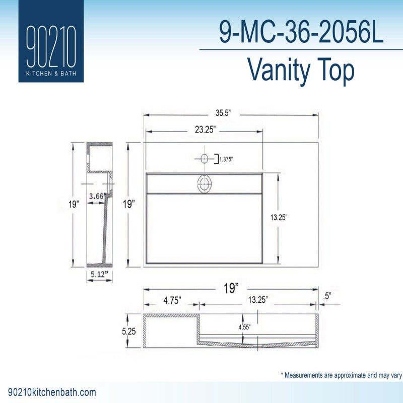 Arrowhead 36" Blue Vanity Set with  ( White / Grey / Black ) Top