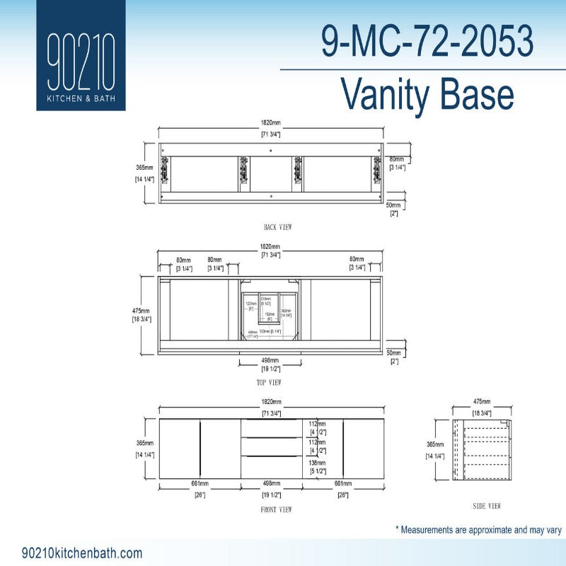 Kern 72" White Vanity Set with ( White / Grey / Black ) Top