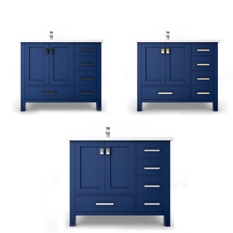 Ava 36" (White / Grey / Blue ) Vanity Set with White and Black Top