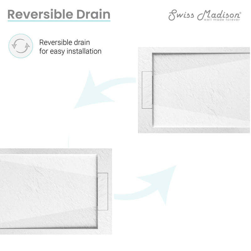 Swiss Madison Terre C Series 60" x 32" Reversible Drain Shower Base