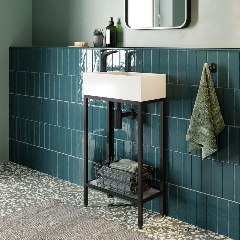 Swiss Madison Pierre 19.5 Single, Freestanding, Open Shelf, Matte Black Frame Bathroom Vanity