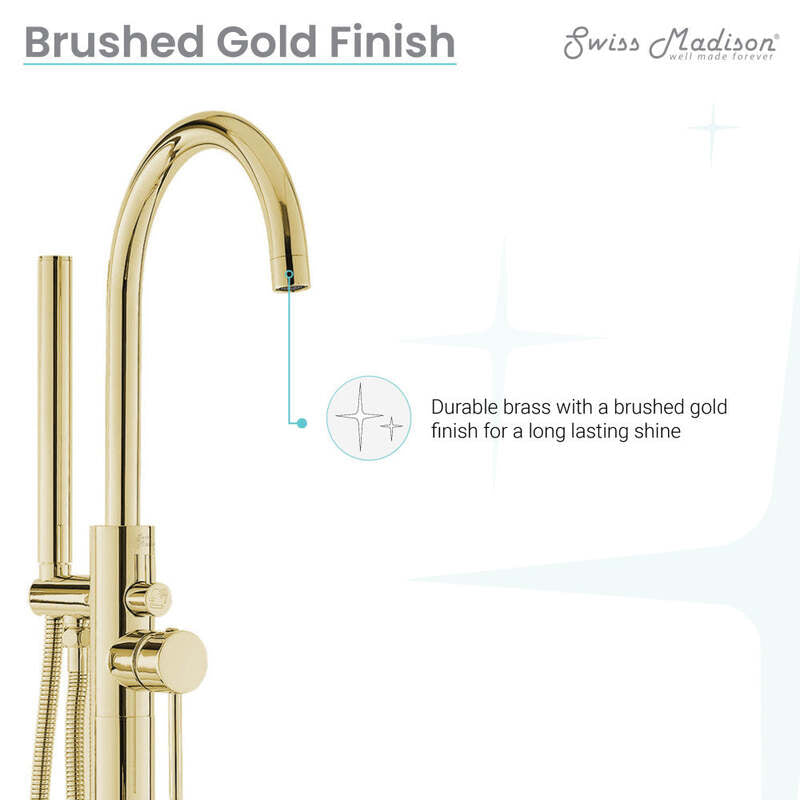 Swiss Madison Ivy Freestanding Bathtub Faucet in Brushed Gold