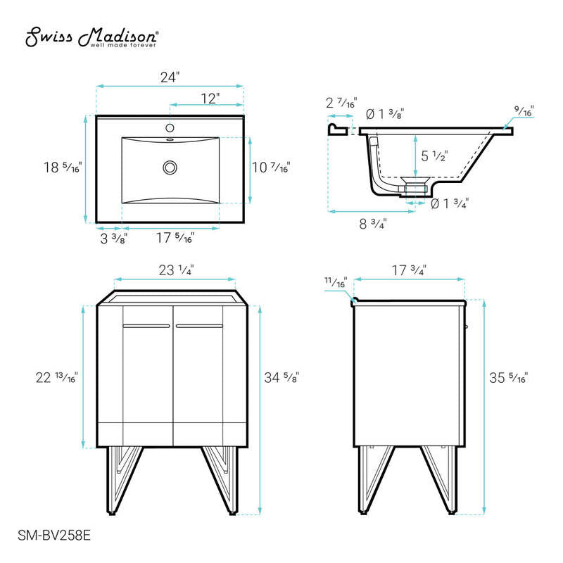 Swiss Madison Annecy 24" Bathroom Vanity in Cinder Purple