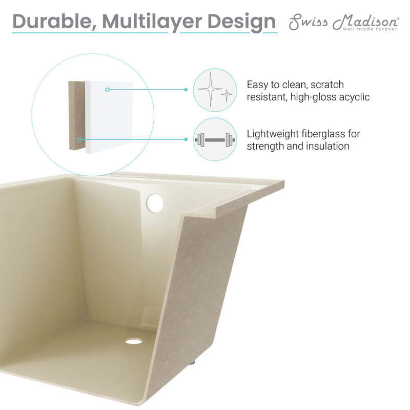 Swiss Madison Voltaire 48" X 32" Right-Hand Drain Alcove Bathtub in Bisque
