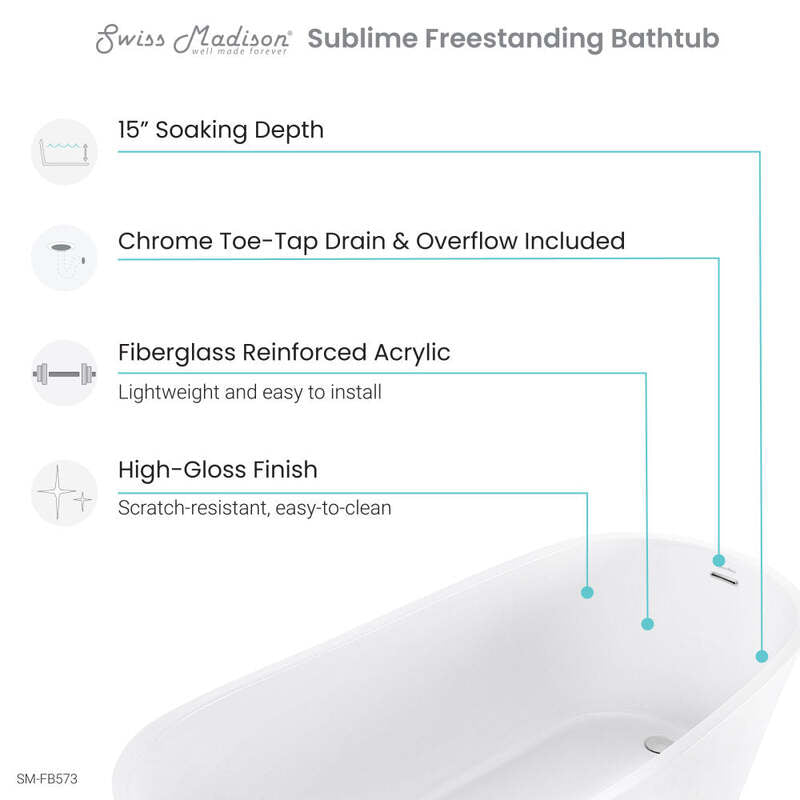 Swiss Madison Sublime 67" Single Slipper Freestanding Bathtub