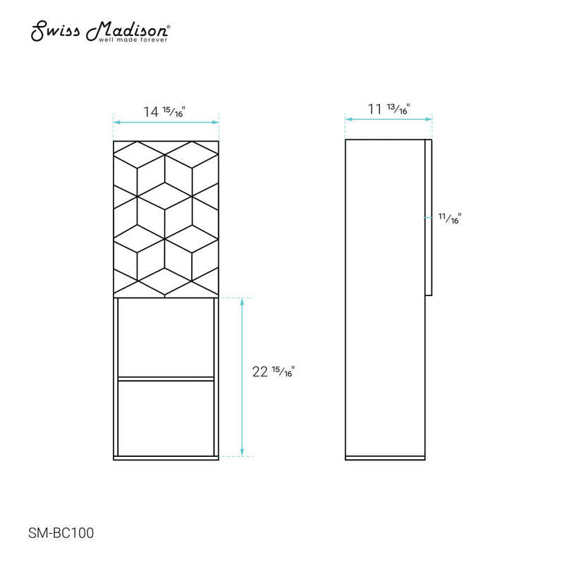 Swiss Madison Annecy 15" W x 46" H x 12" D  Linen Cabinet in Phantom Black