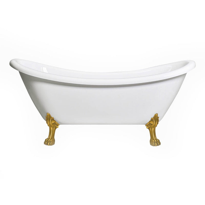 69" White Clawfoot Acrylic Soaking Bathtub (Chrome / Brushed / White / Black / Gold Feet)