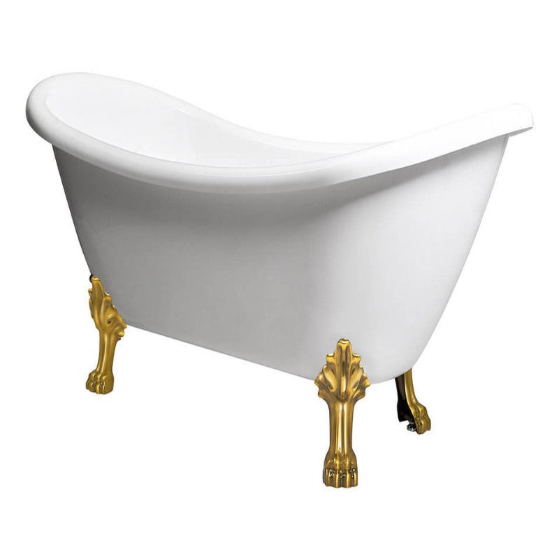 59" White Clawfoot Acrylic Soaking Bathtub (Chrome / Brushed Nickel / White / Gold / Black Feet)