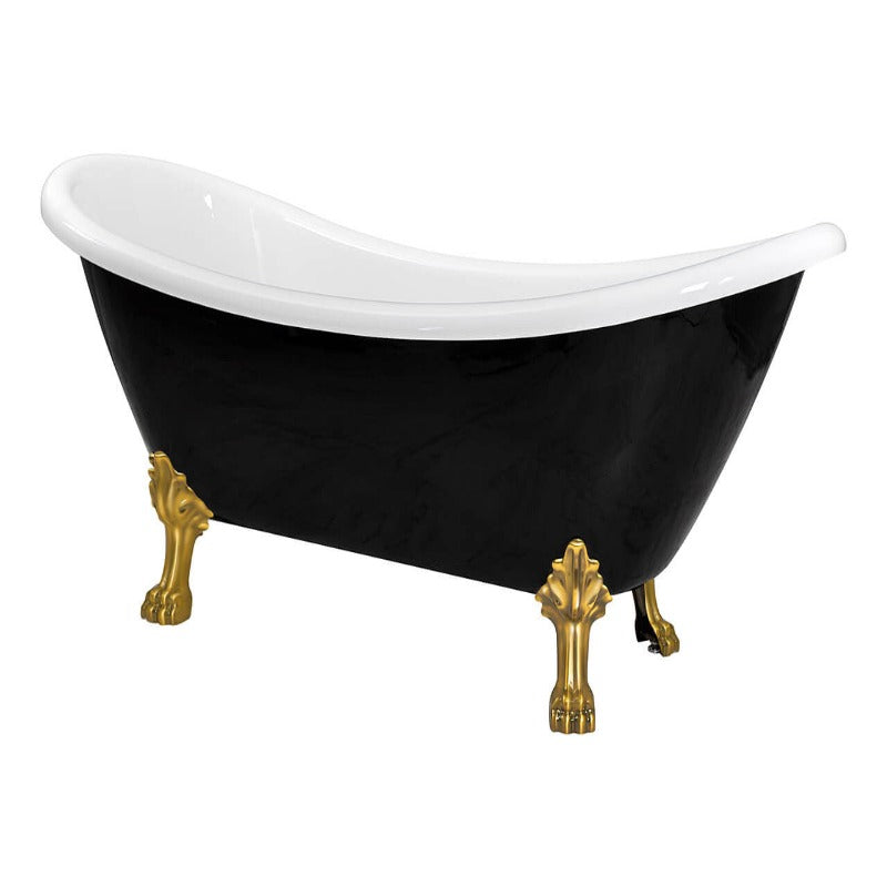 69" Black Clawfoot Acrylic Soaking Bathtub (Chrome / Brushed / White / Black / Gold Feet)