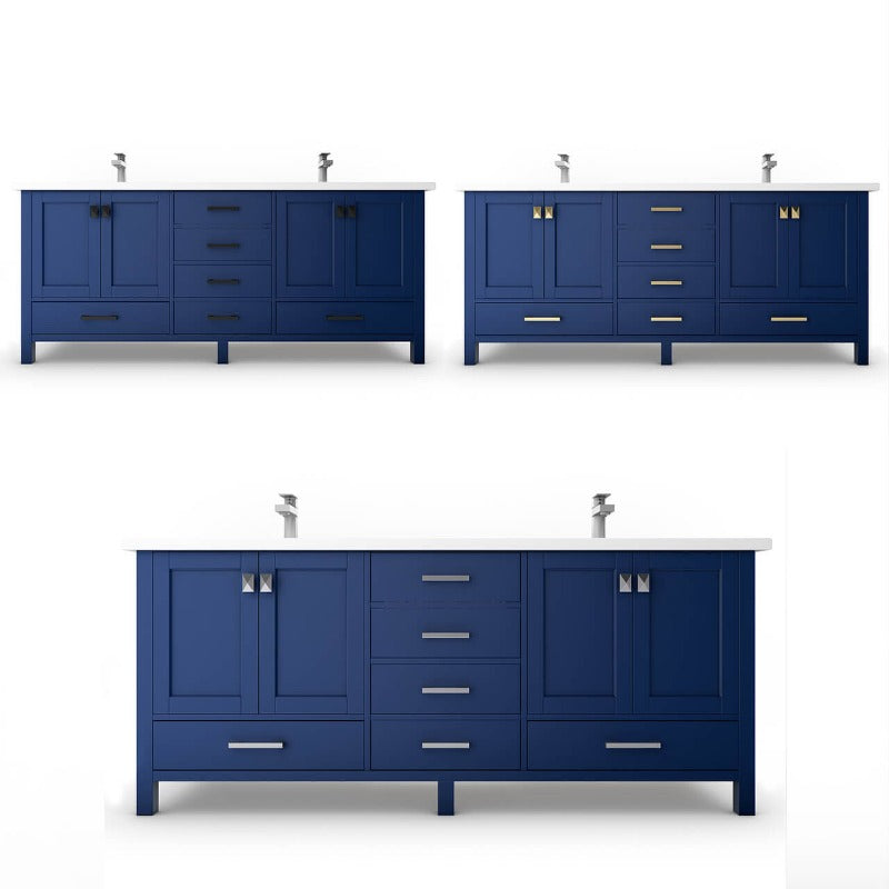 Ava 60" ( White / Grey / Black / Blue ) Vanity Set with White And BlackTop