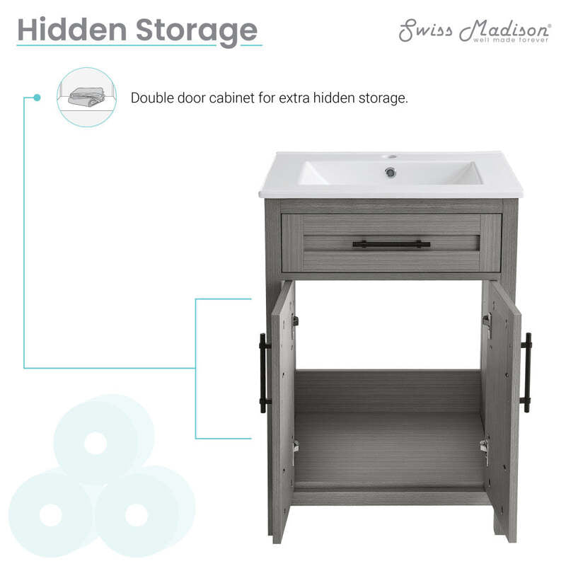 Swiss Madison Calice 24" Bathroom Vanity in Carbon Grey
