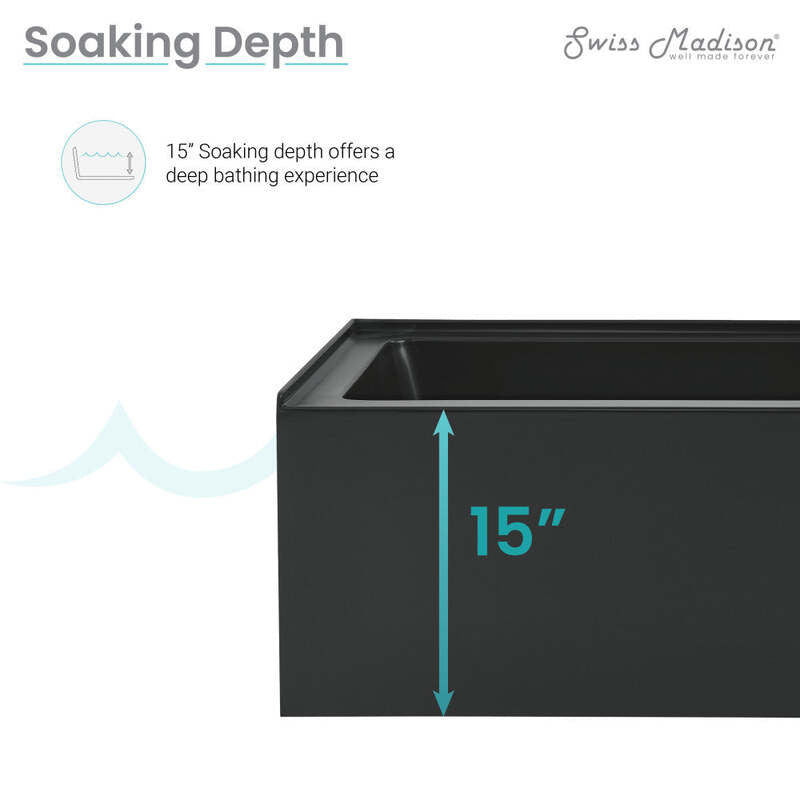 Swiss Madison Voltaire 48" X 32" Right-Hand Drain Alcove Bathtub with Apron in Matte Black