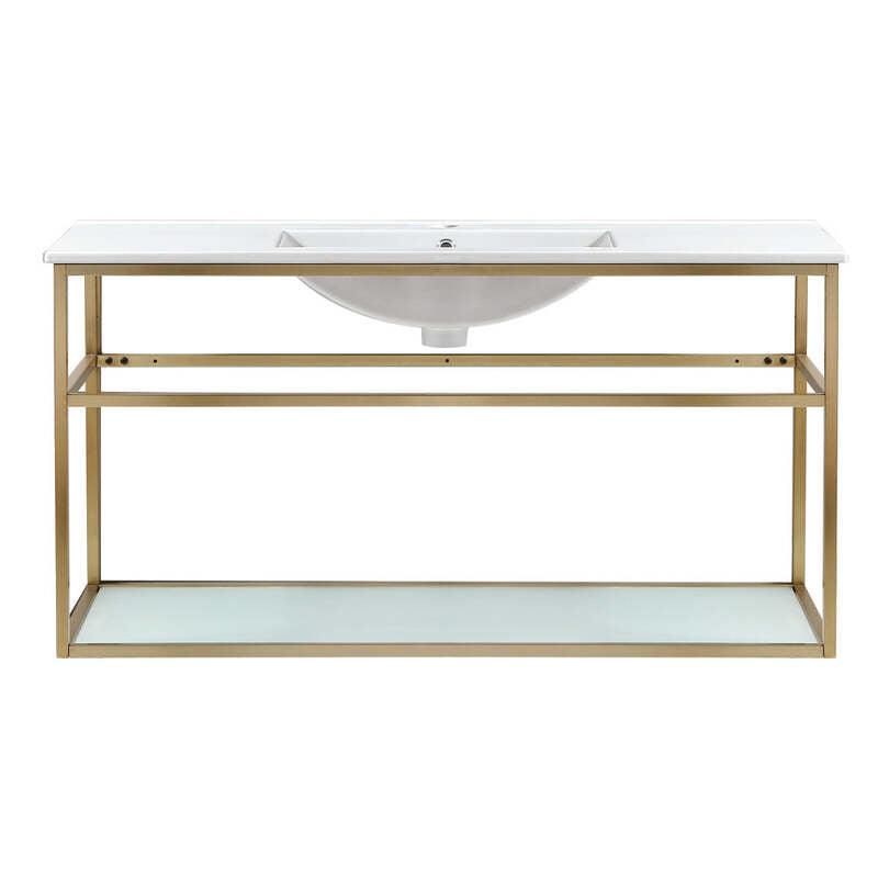 Swiss Madison Pierre 48 Single, Open Shelf, Gold Metal Frame Bathroom Vanity