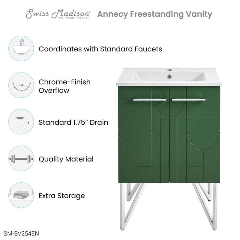 Swiss Madison Annecy 24" Bathroom Vanity in Atlas Green