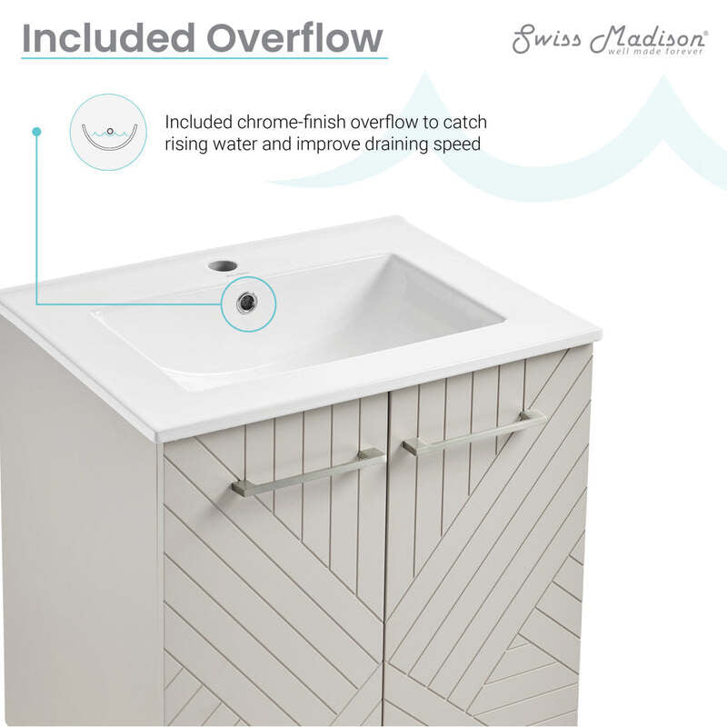 Swiss Madison Annecy 24" Bathroom Vanity in Mayhem Greige