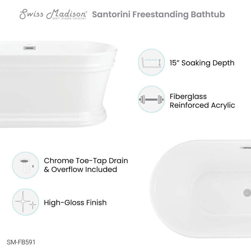 Swiss Madison Santorini 60" Freestanding Tub