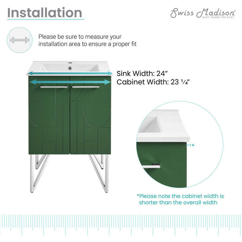 Swiss Madison Annecy 24" Bathroom Vanity in Atlas Green