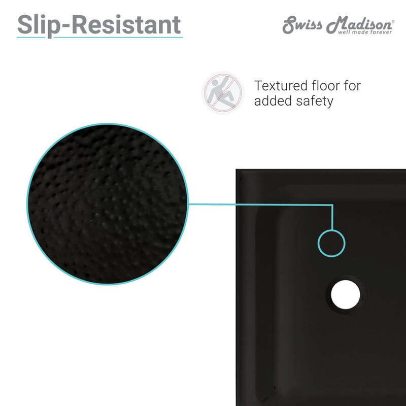 Swiss Madison Voltaire 60 x 36 Acrylic Black, Single-Threshold, Right Drain, Shower Base