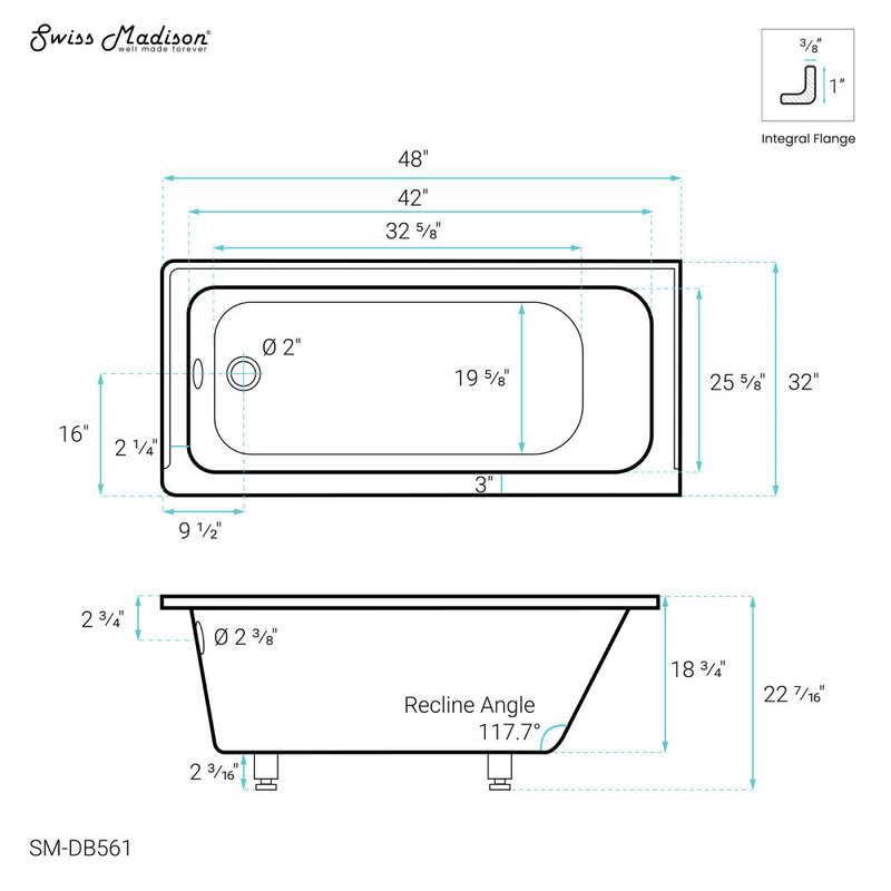 Swiss Madison Voltaire 48" X 32" Left-Hand Drain Alcove Bathtub