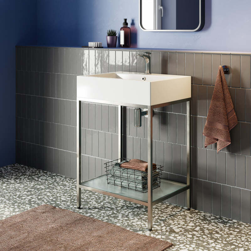 Swiss Madison Pierre 24 Single, Freestanding, Open Shelf, Chrome Metal Frame Bathroom Vanity