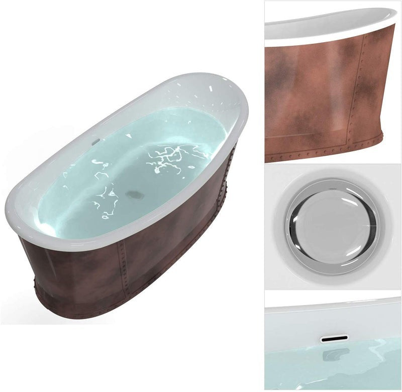 Heatgene 66" Acrylic Freestanding Bathtub, UPC Certified HG675