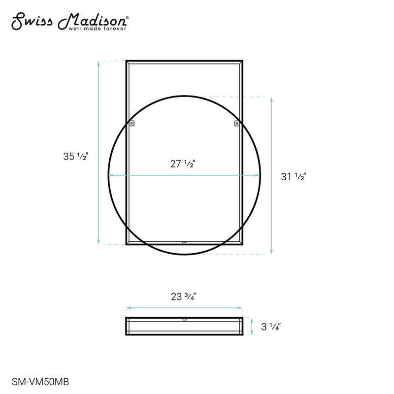 Swiss Madison Pierre 30" Vanity Mirror in Matte Black